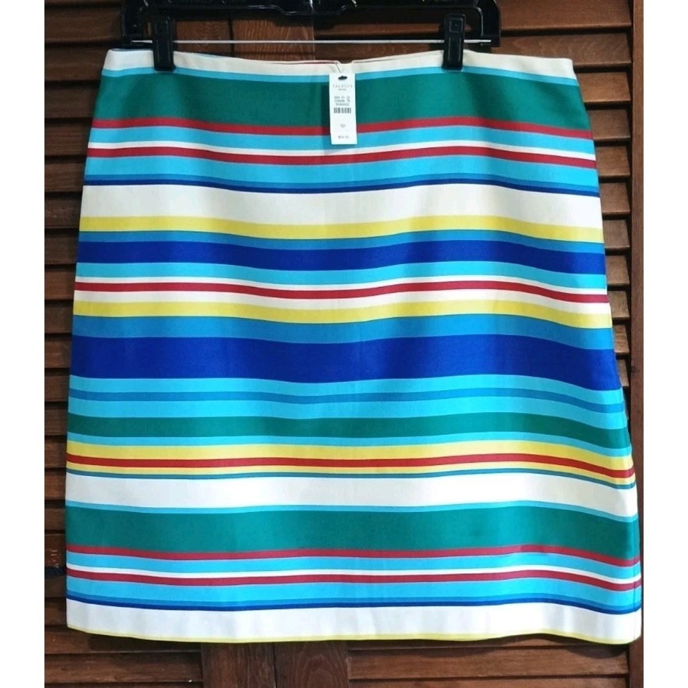 Talbots Jewel Toned‎ Striped Cotton A Line Skirt New 16P Petite Back Zip Career